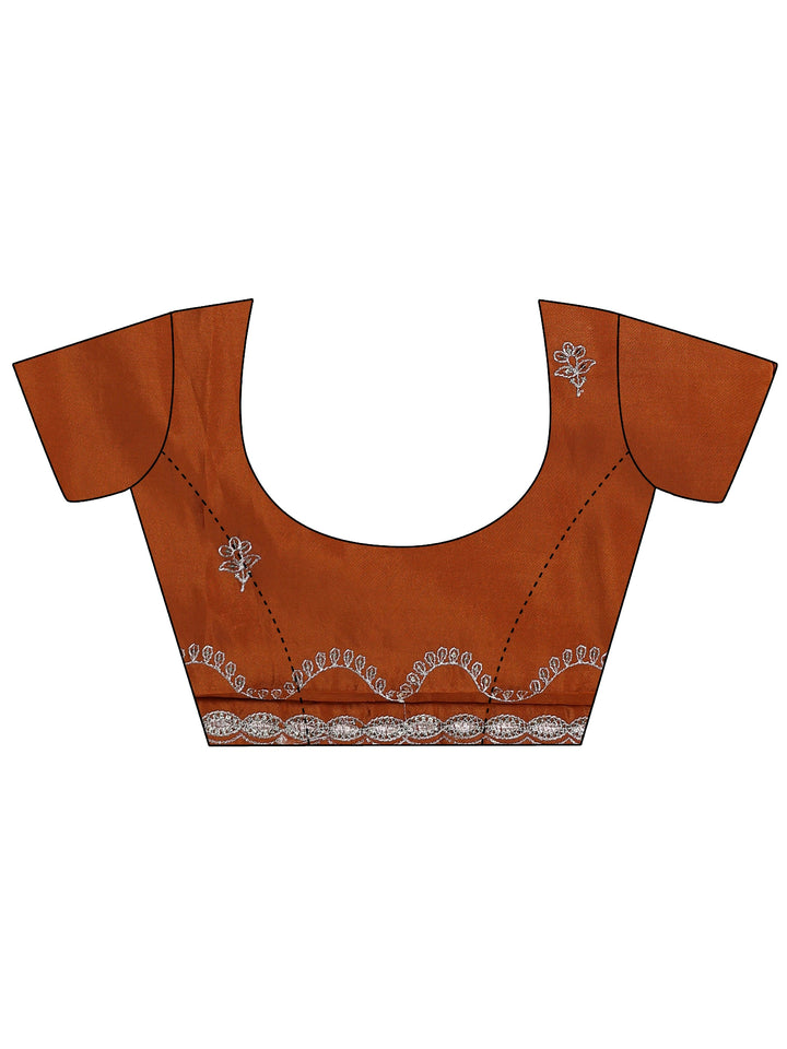 Libas Rust Embroidered Silk Blend Saree