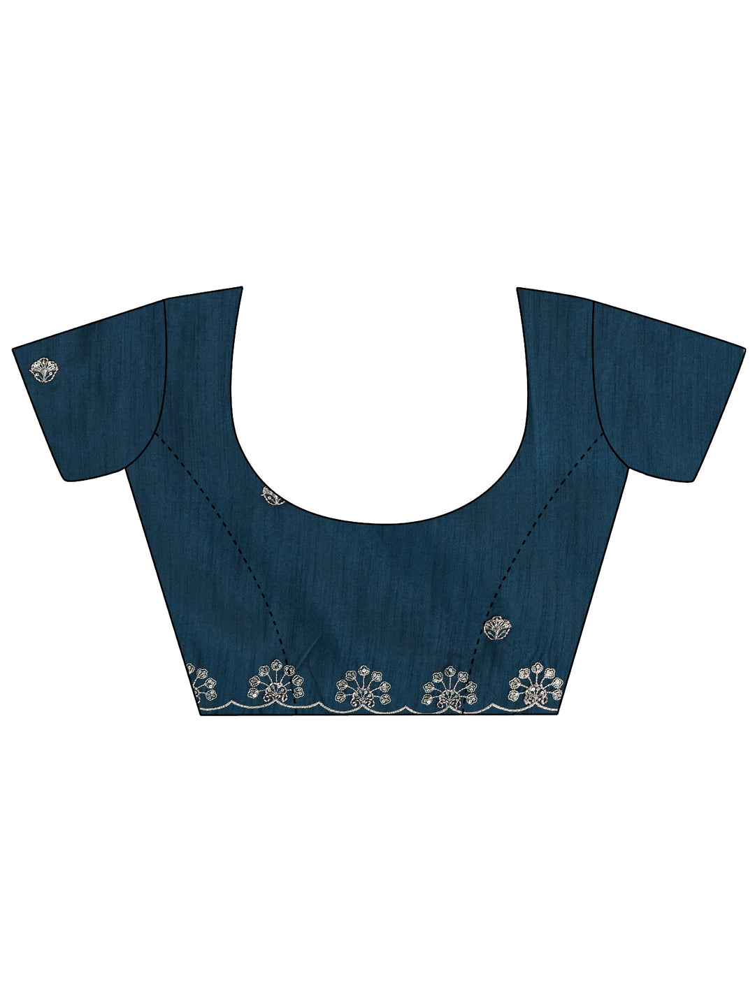 Libas Dusty Blue Floral Embroidered Silk Saree