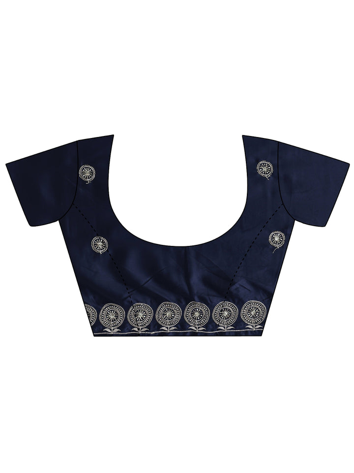 Libas Dusty Blue Embroidered Silk Blend Saree