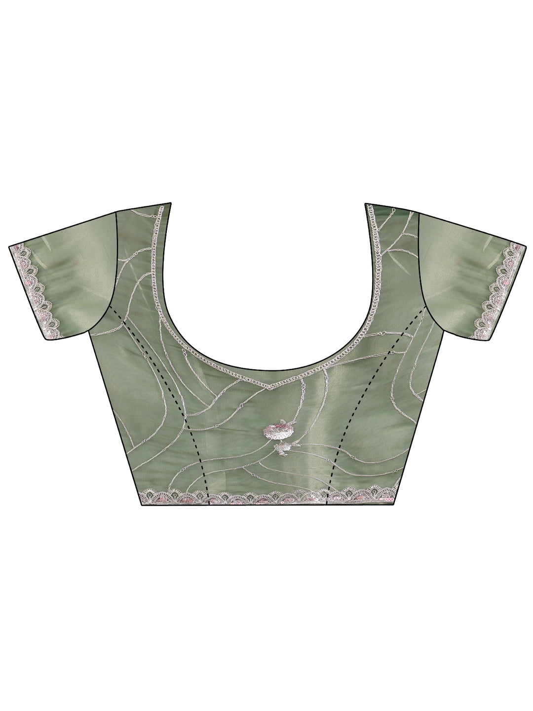 Libas Sage Green Floral Embellished Tissue Saree