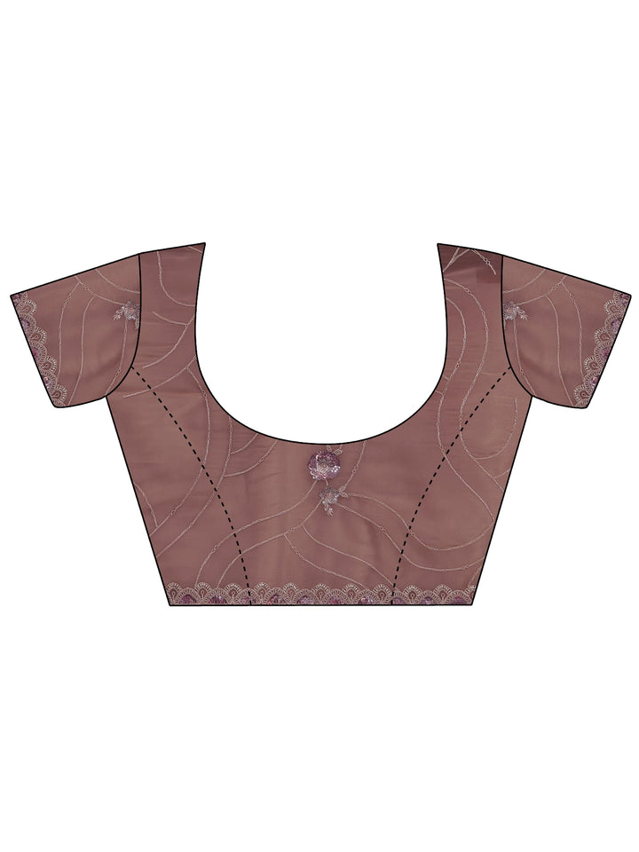 Libas Taupe Floral Embellished Tissue Saree