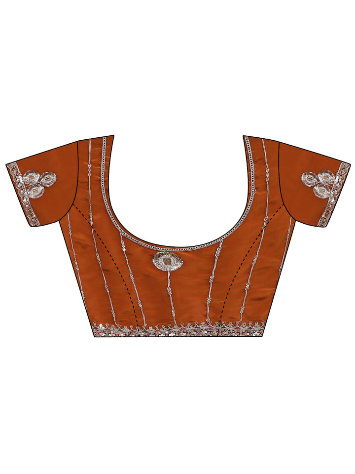 Libas Rust Embroidered Silk Blend Saree