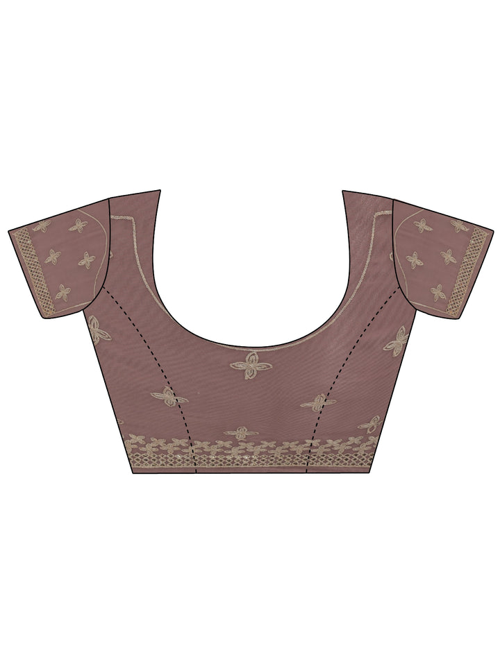Libas Mauve Mirror Work Embellished Tissue Saree