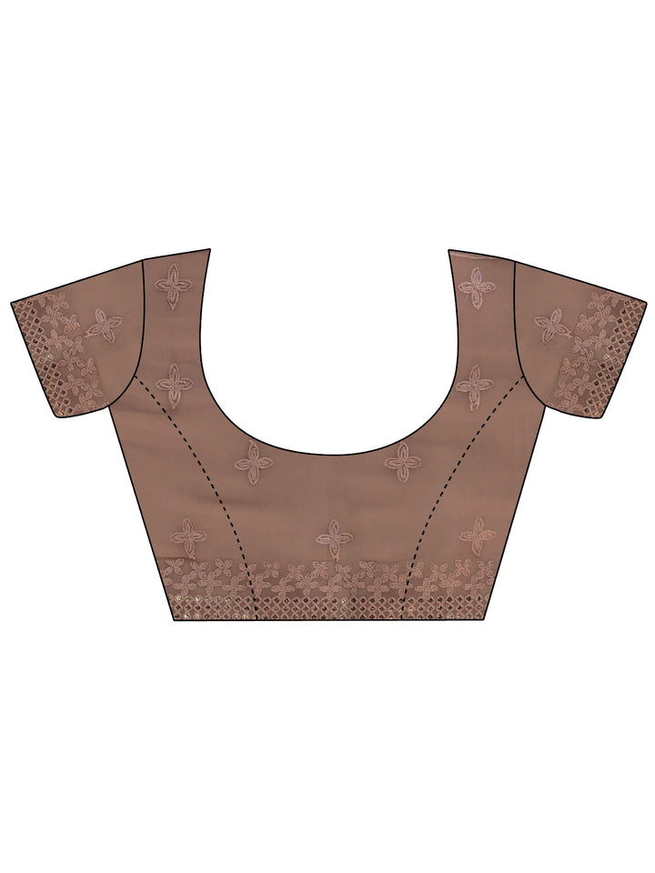Libas Golden Mirror Work Embellished Tissue Saree