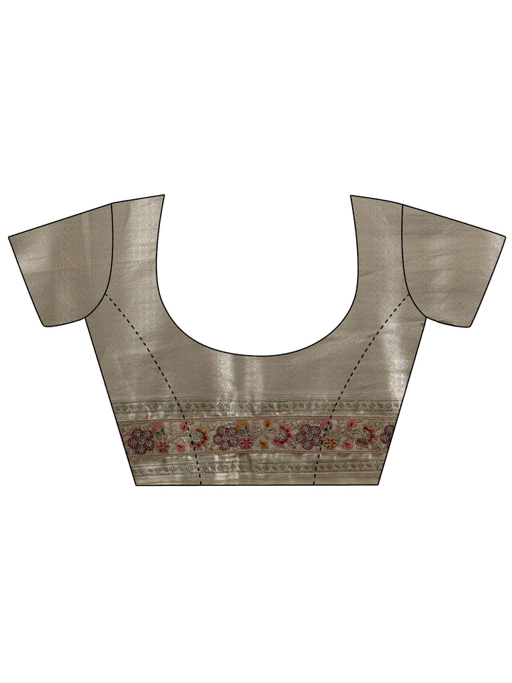 Libas Art Gold Silk Blend Saree with Embroidered Border