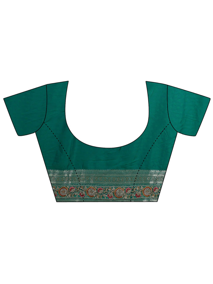 Libas Art Emerald Green Silk Blend Saree with Woven Border