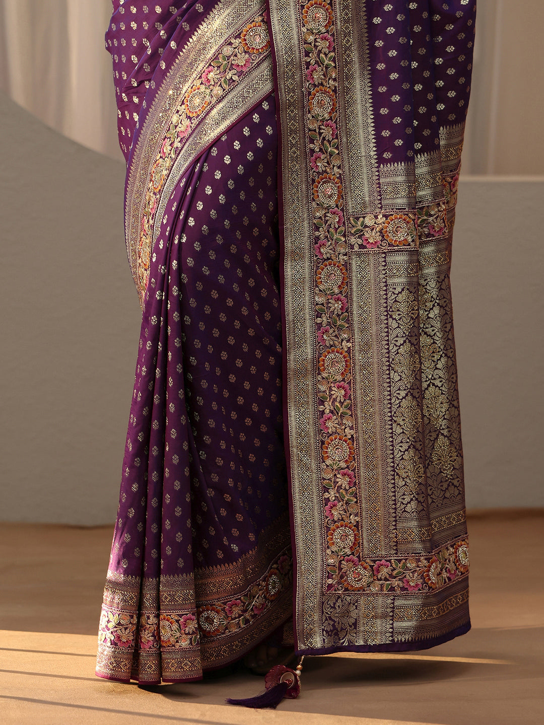 Libas Art Dark Purple Silk Blend Saree