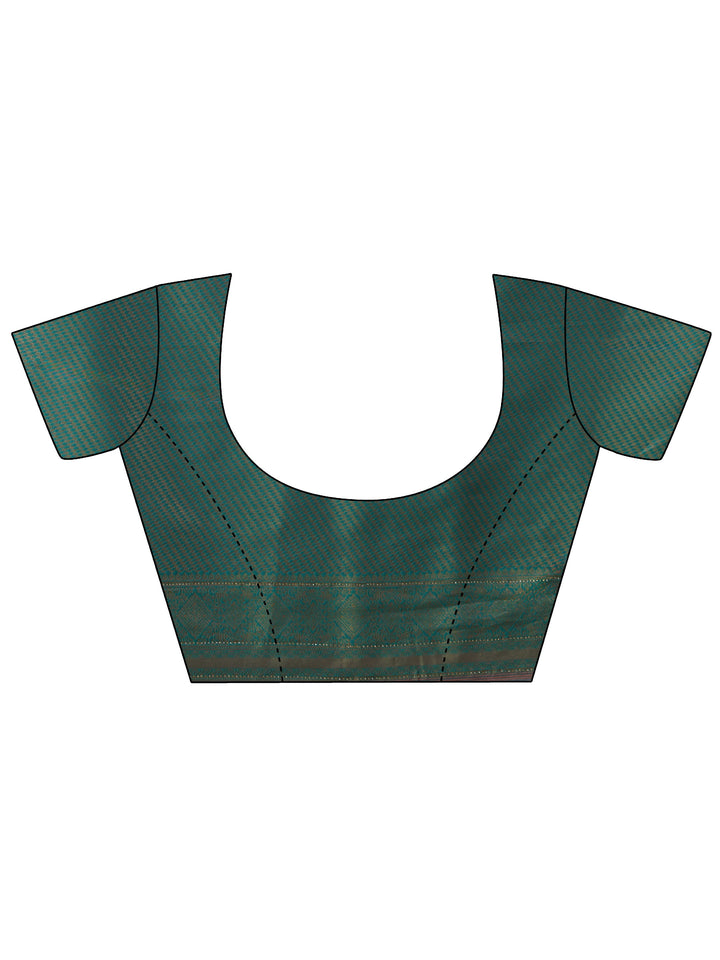 Libas Peach Silk Blend Saree with Woven Border