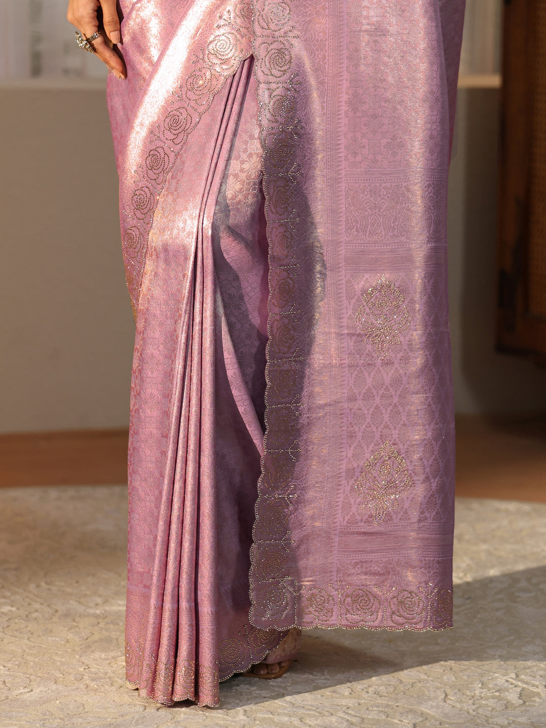 Libas Lavender Silk Blend Saree with Embellished Border