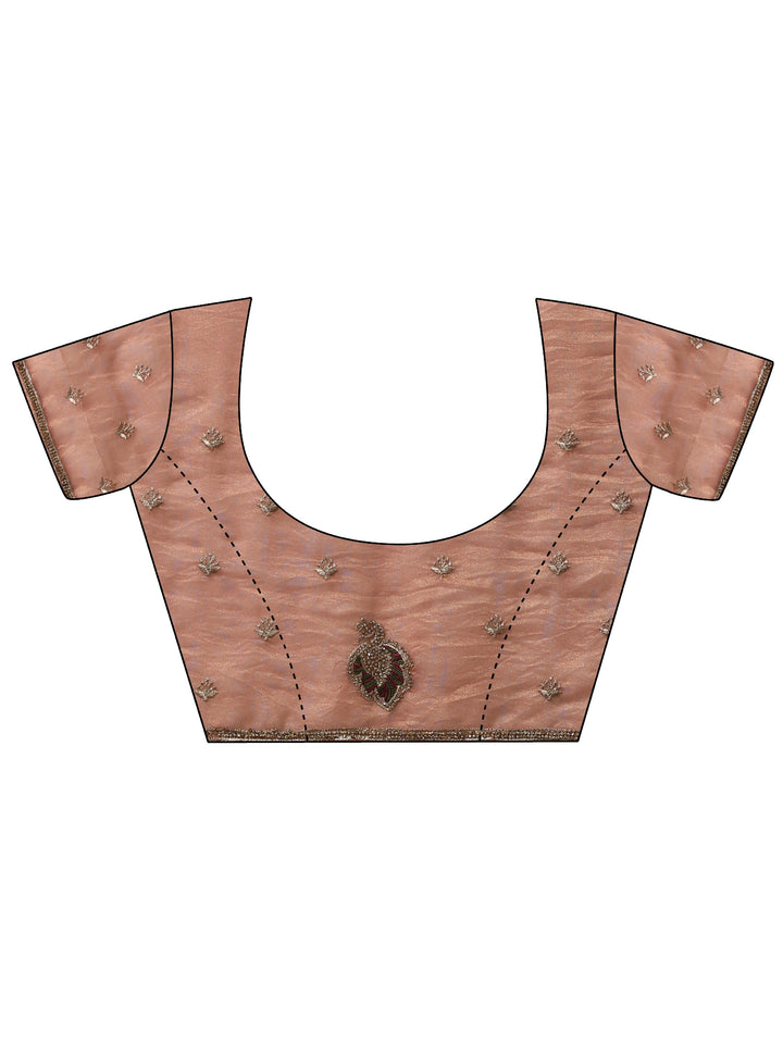 Libas Peach Embellished Tissue Saree
