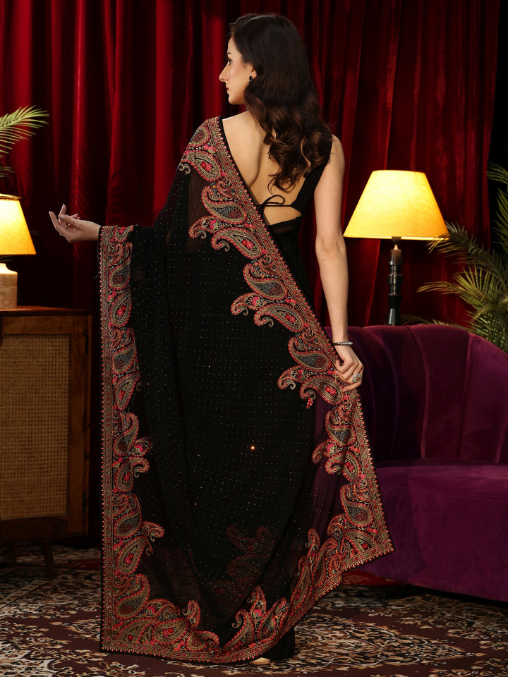 Libas Aari Embroidered Black Georgette Saree