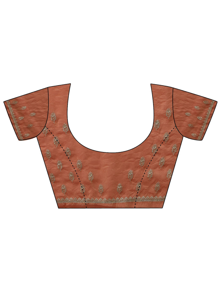 Libas Peach Embellished Tissue Saree