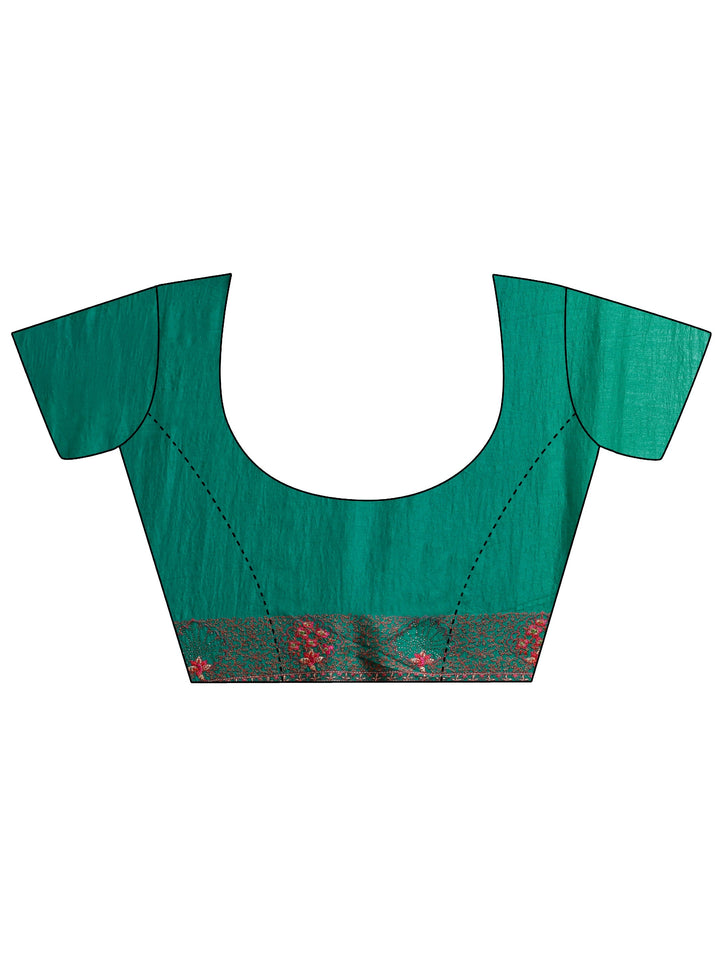 Libas Green Paisley Embroidered Silk Blend Saree