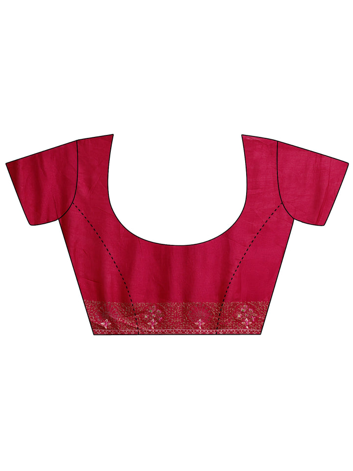 Libas Red Paisley Embroidered Silk Blend Saree