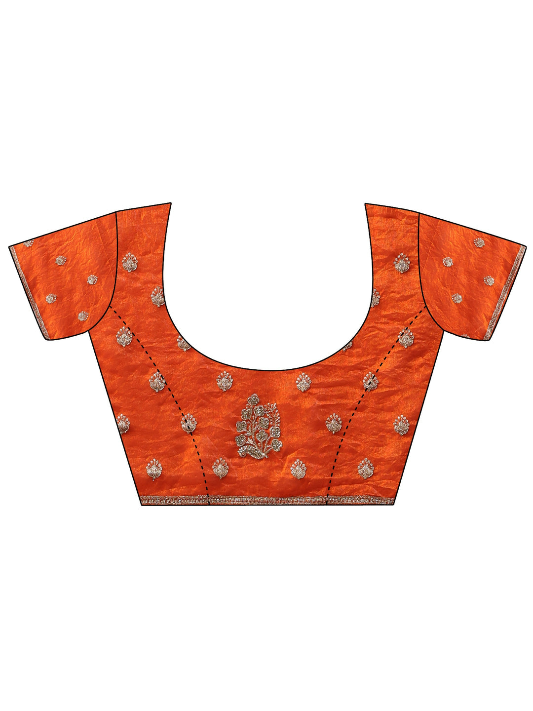 Libas Burnt Orange Floral Embellished Tissue Saree
