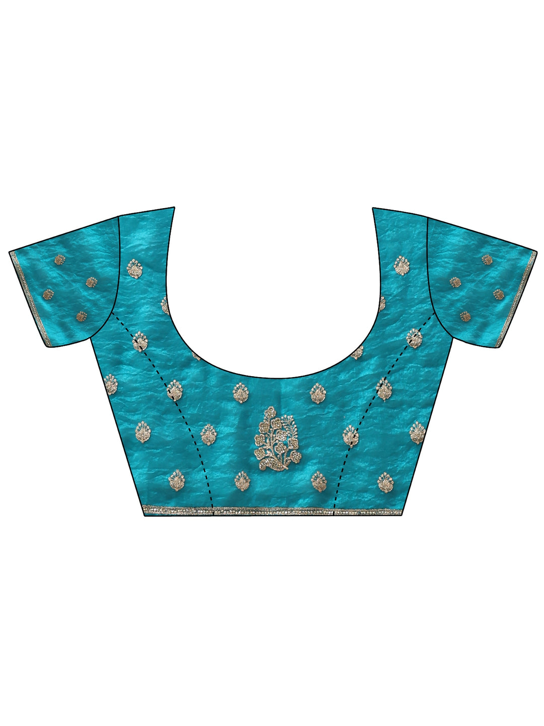 Libas Turquoise Blue Floral Embellished Tissue Saree