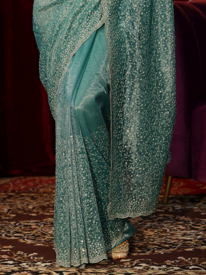 Libas Jade Green Embellished Net Saree