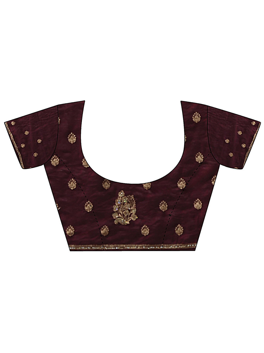 Libas Burgundy Floral Embellished Tissue Saree