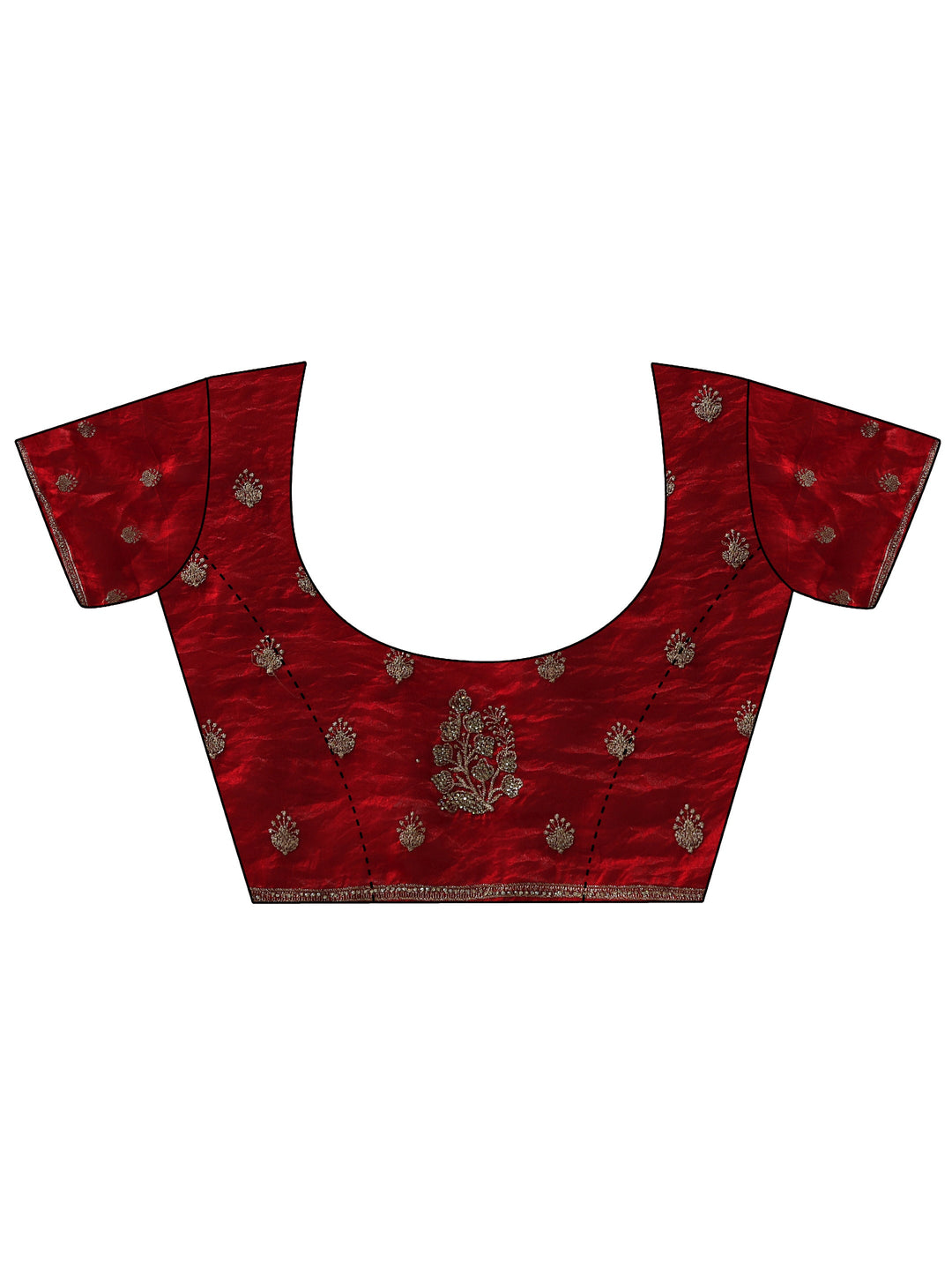 Libas Rose Red Floral Embellished Tissue Saree