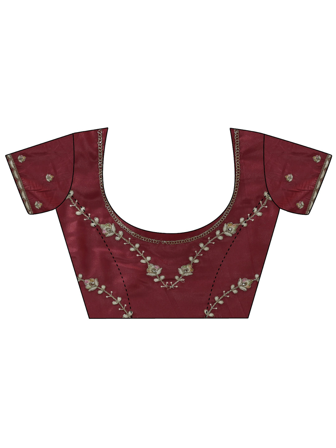 Libas Mauve Floral Embroidered Satin Saree