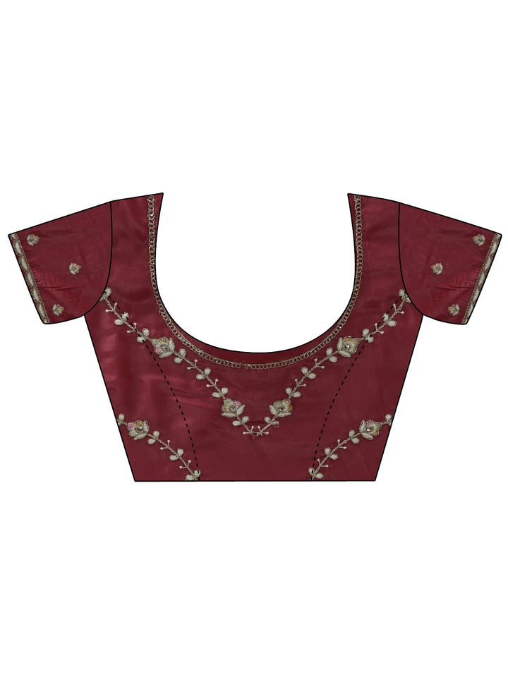 Libas Mauve Floral Embroidered Satin Saree