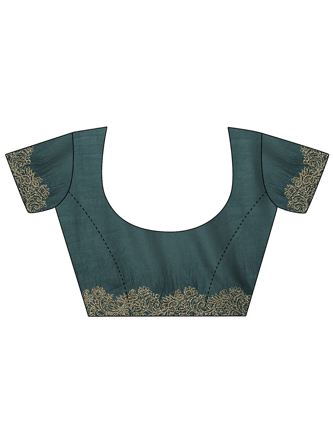 Libas Teal Green Floral Embroidered Silk Blend Saree
