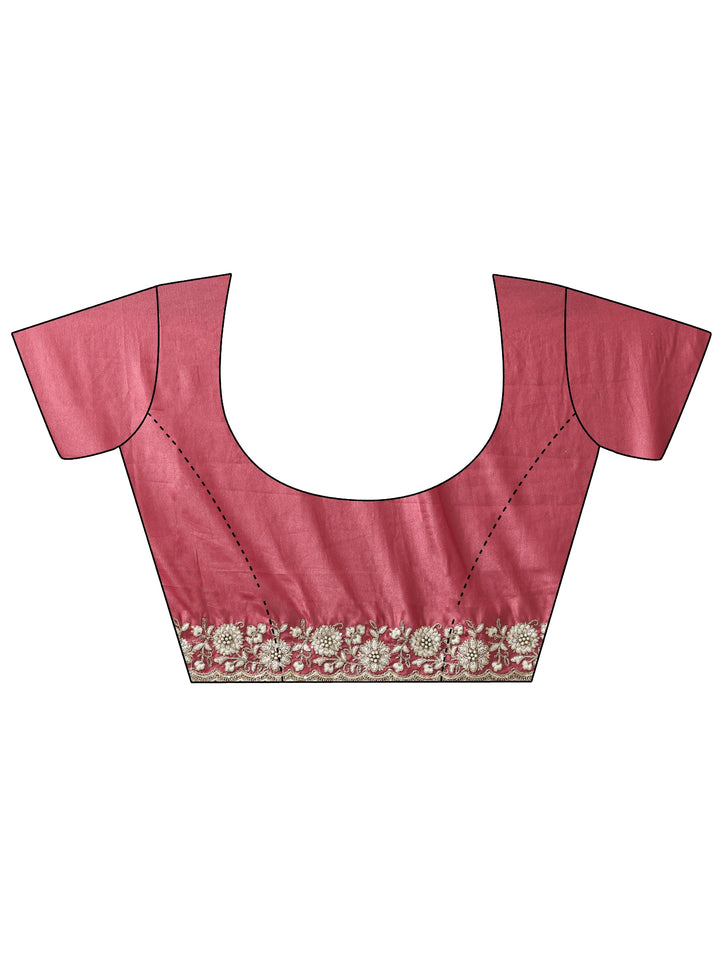 Libas Mauve Floral Embroidered Satin Saree