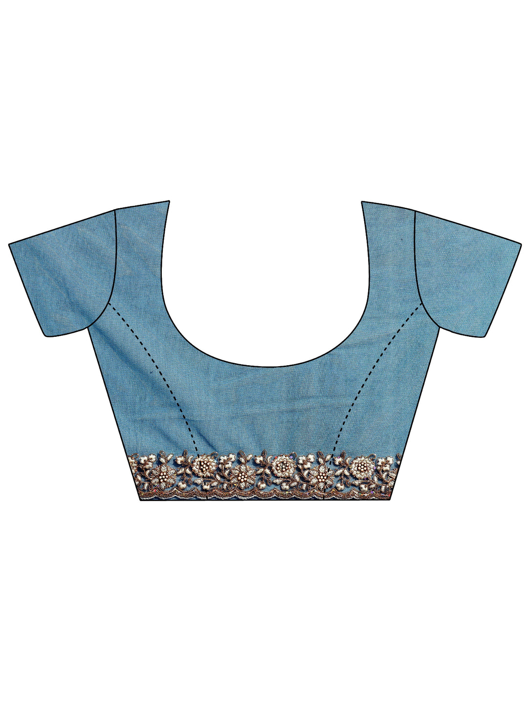 Libas Teal Blue Floral Embroidered Net Saree
