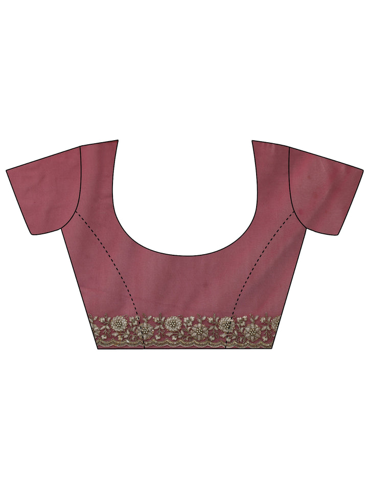 Libas Magenta Pink Floral Embroidered Net Saree