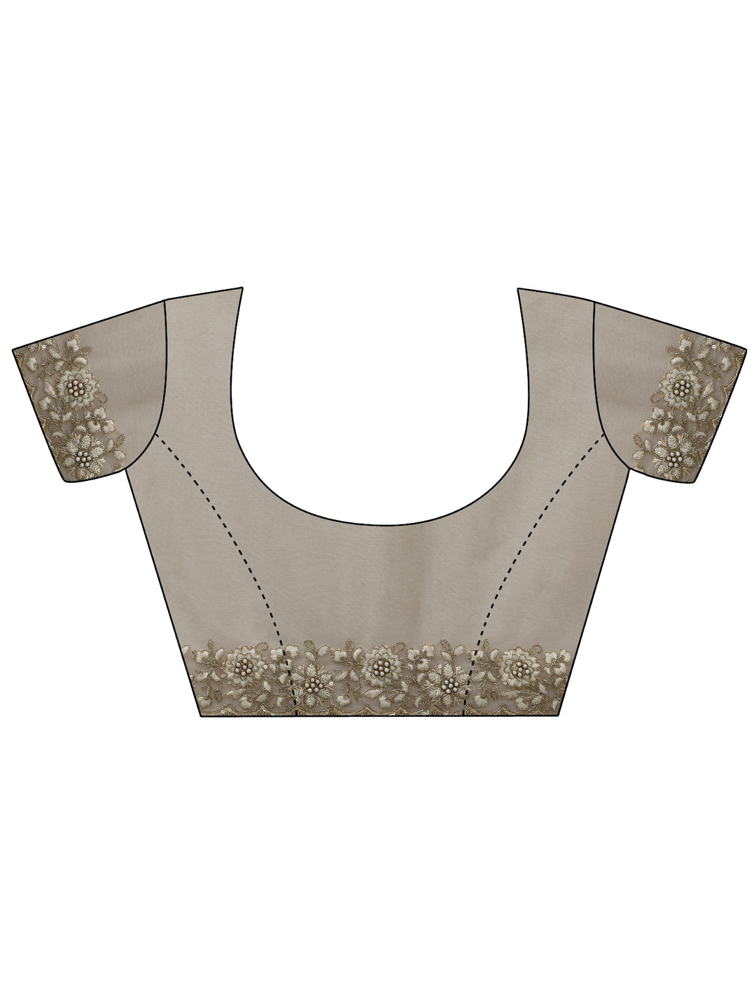 Libas Beige Floral Embroidered Net Saree
