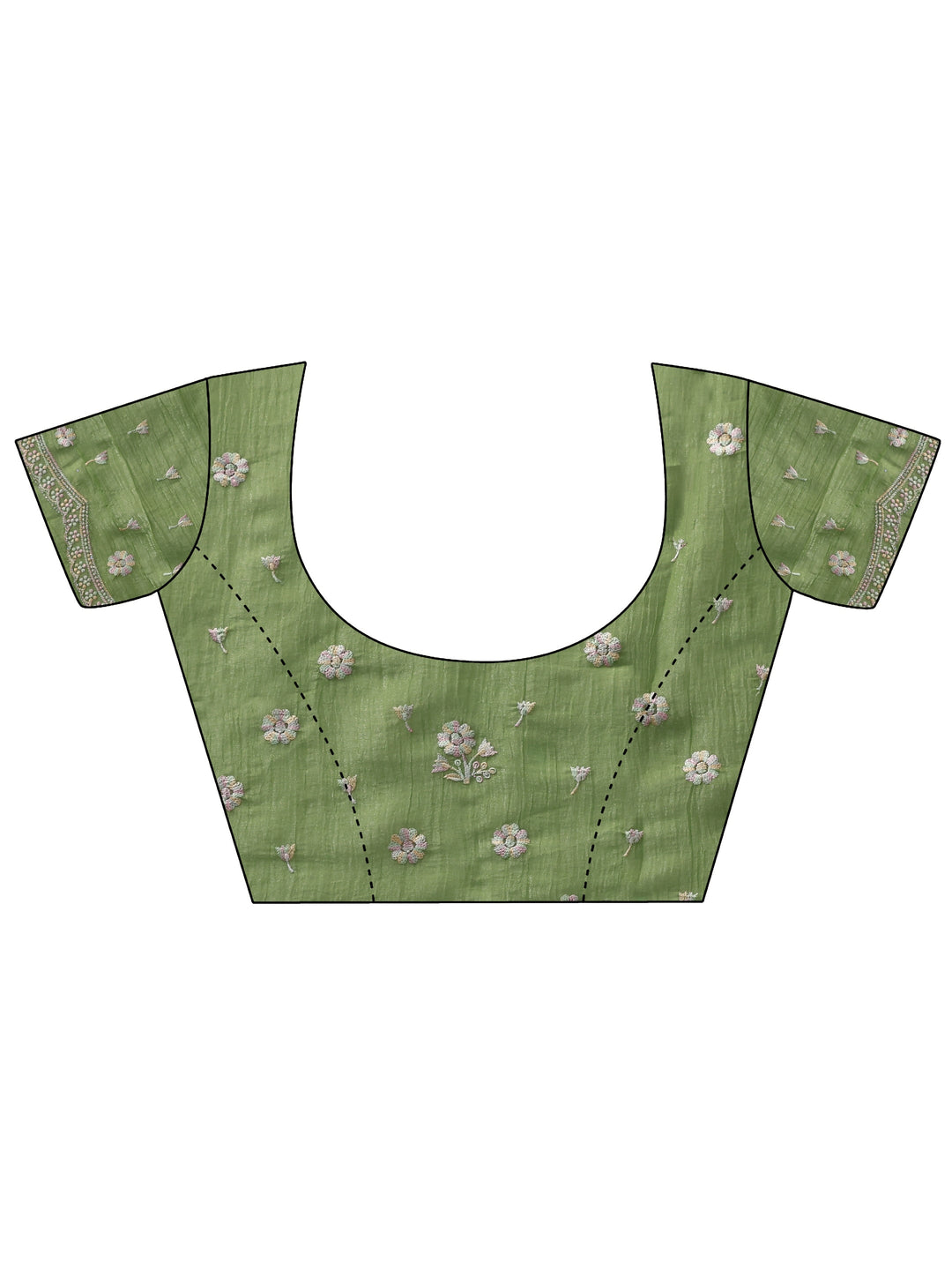 Libas Sage Green Floral Embroidered Chiffon Saree