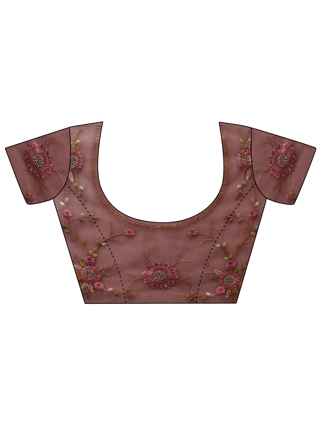 Libas Art Mauve Floral Embellished Net Saree