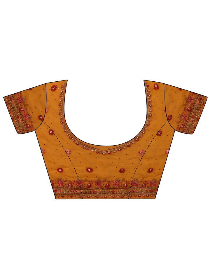 Libas Art Mustard Paisley Embroidered Georgette Saree