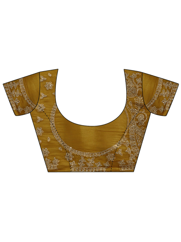 Libas Art Mustard Net Saree with Paisley Border