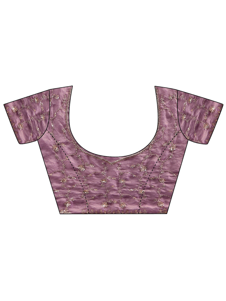 Libas Art Dusty Lavender Sequins Embellished Tissue Saree