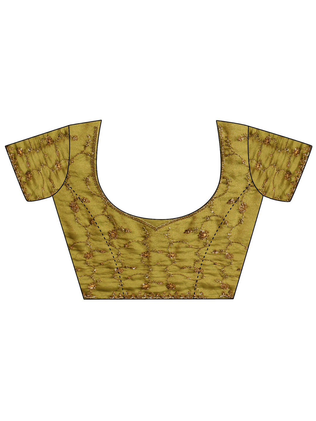 Libas Art Olive Green Sequins Embellished Tissue Saree