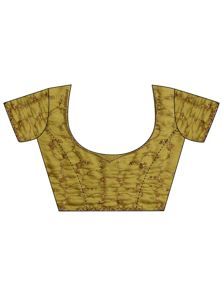 Libas Art Olive Green Sequins Embellished Tissue Saree