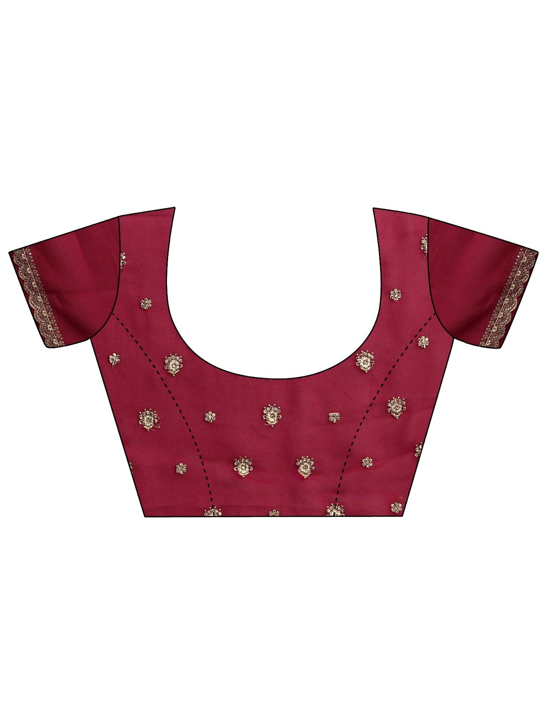 Libas Art Deep Maroon Red Embroidered Georgette Saree