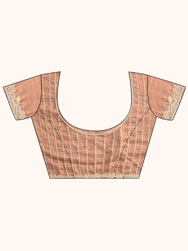 Libas Art Rust Brown Embellished Tissue Saree