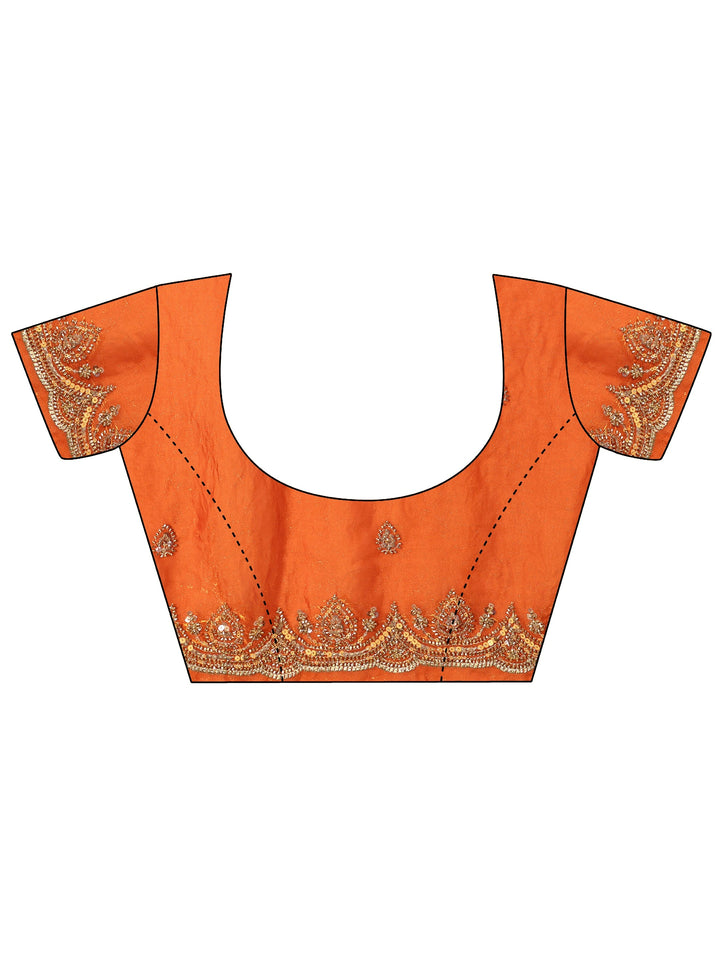 Libas Art Orange Embellished Tissue Saree