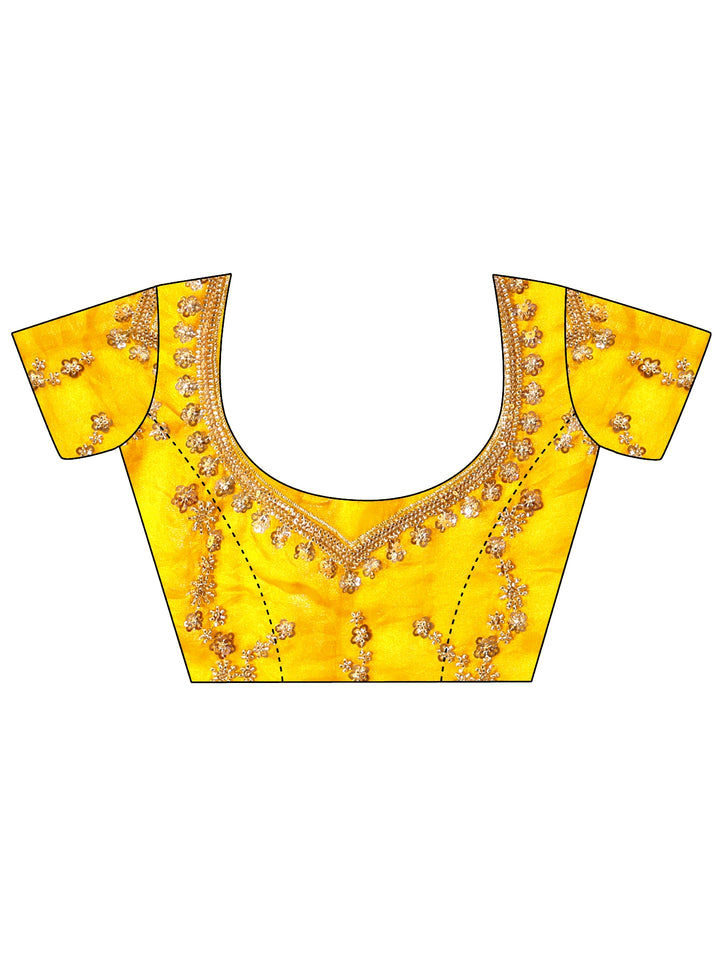 Libas Art Mustard Embellished Tissue Saree