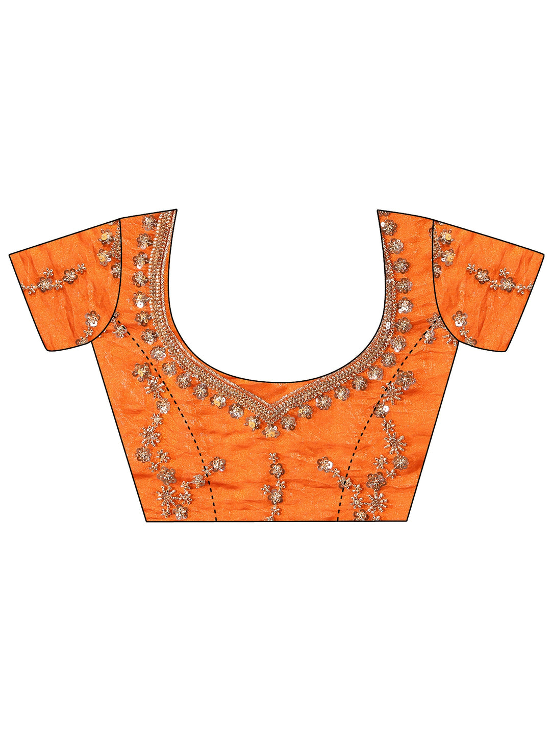 Libas Art Orange Embellished Tissue Saree