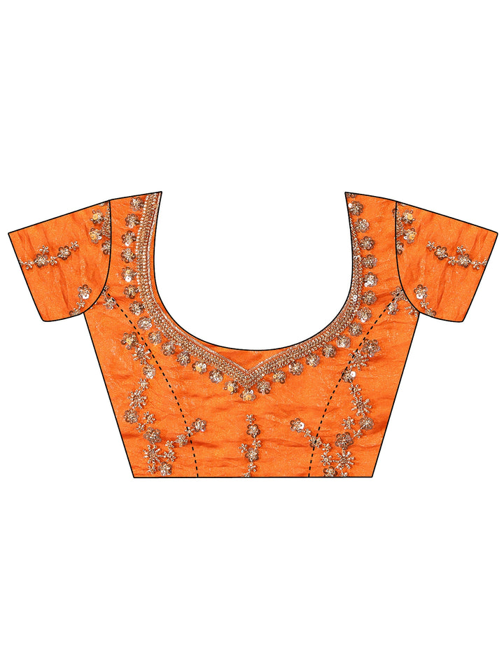 Libas Art Orange Embellished Tissue Saree