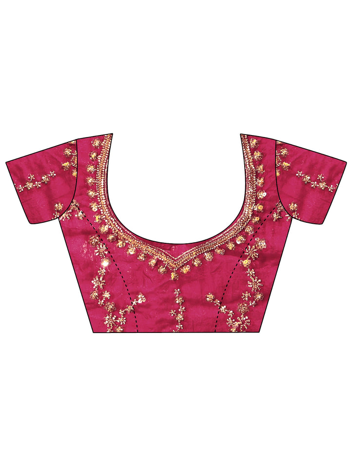 Libas Art Magenta Pink Embellished Tissue Saree