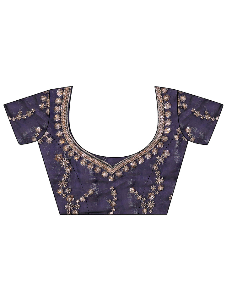 Libas Art Midnight Blue Embellished Tissue Saree