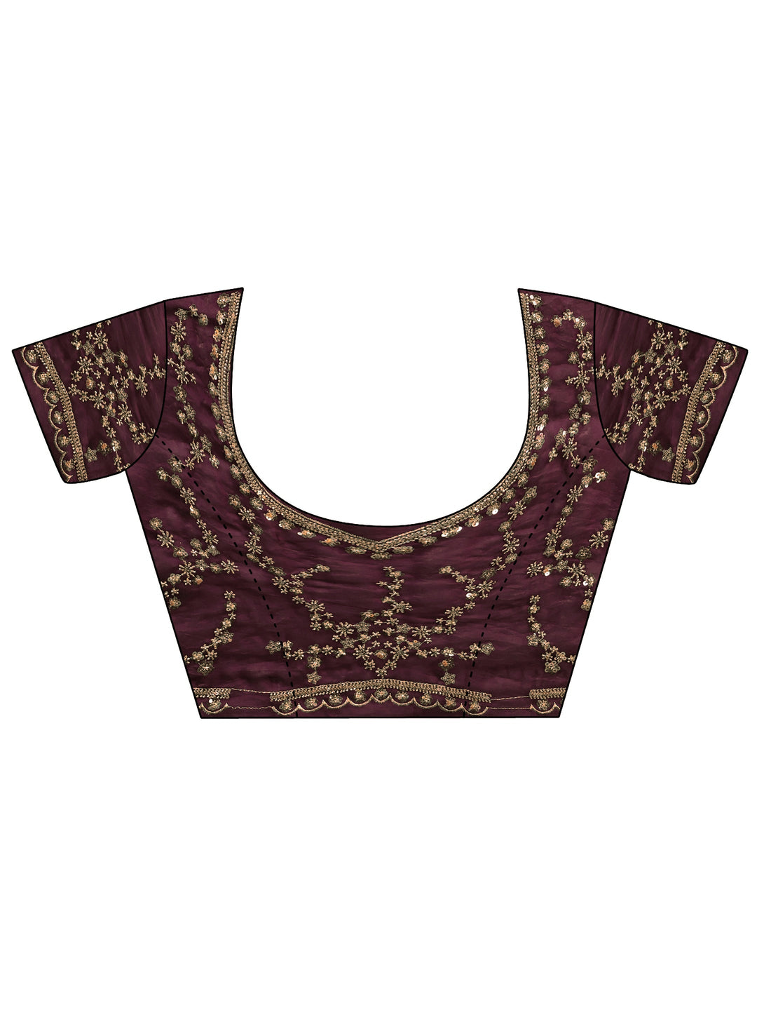 Libas Art Burgundy Embellished Tissue Saree