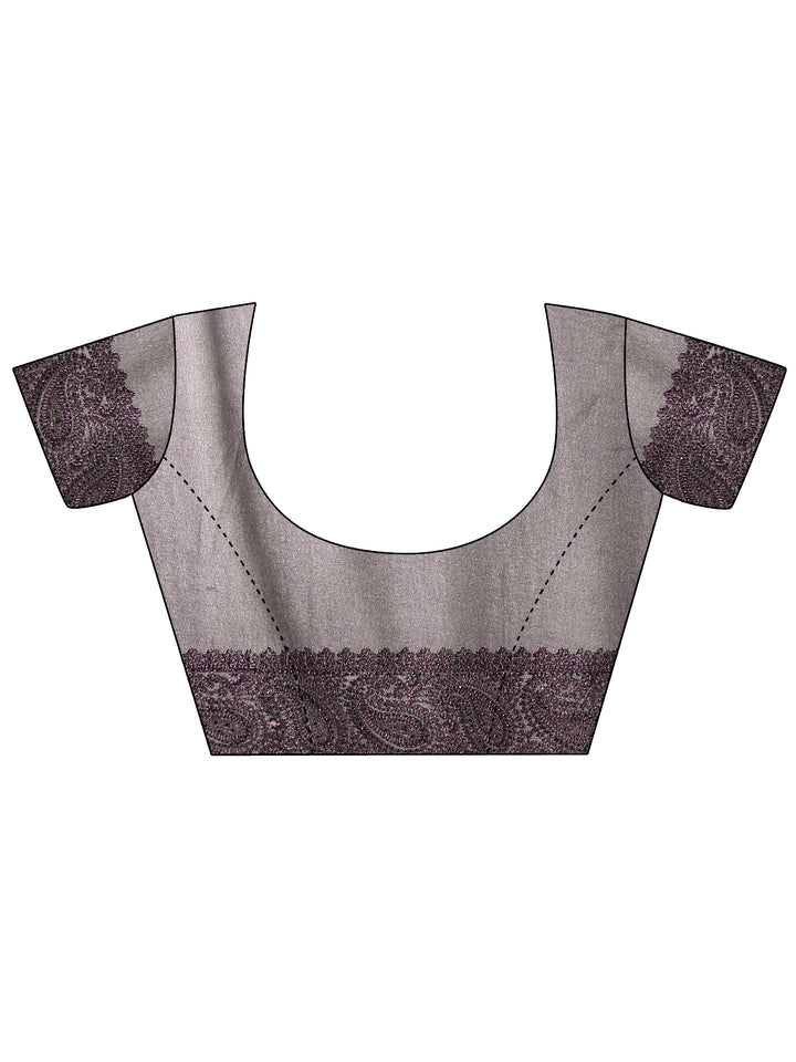 Libas Art Aubergine Purple Paisley Embroidered Georgette Saree