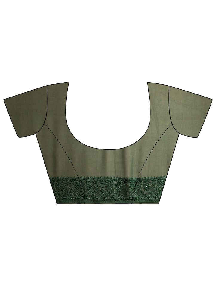 Libas Art Bottle Green Paisley Embroidered Georgette Saree