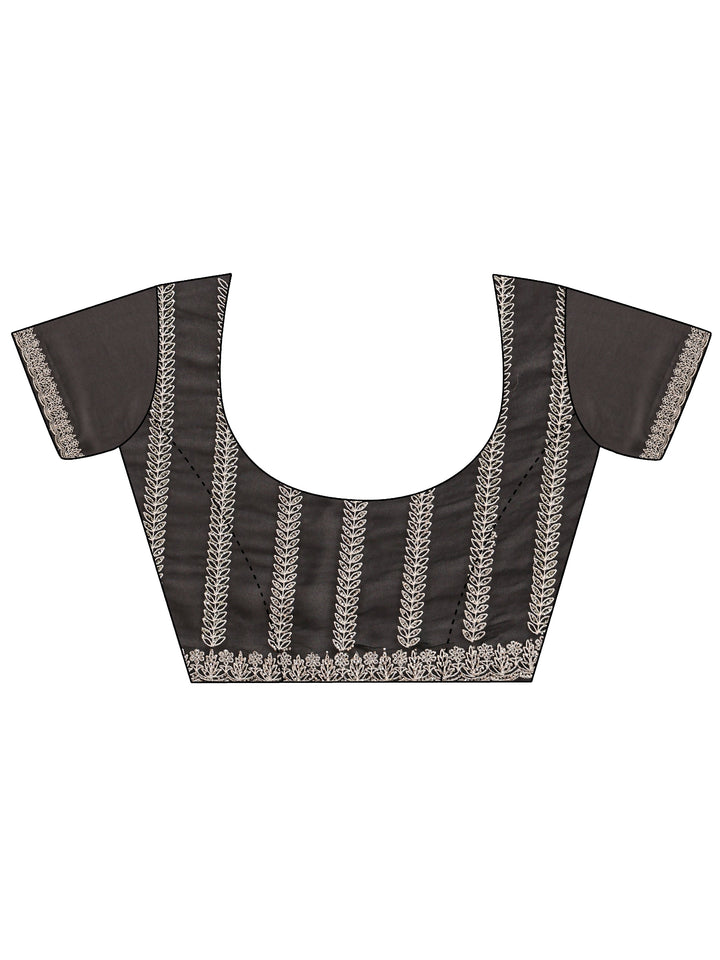 Libas Black Georgette Saree with Embroidered Border