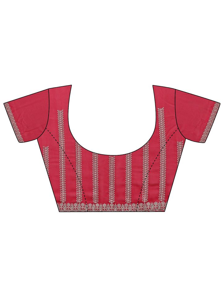 Libas Rani Pink Georgette Saree with Embroidered Border